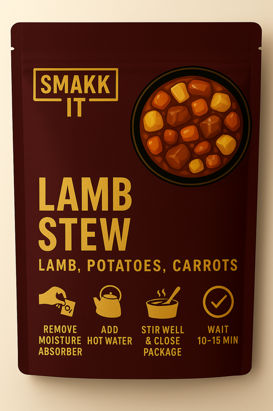 Freeze-dried lamb stew – hot meal for campers, hikers, and travelers in Iceland